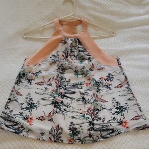 H&M Peach and White Floral Tank Top